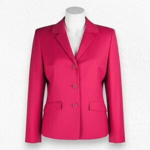 Vintage 90s Ann Taylor 100% Silk Red Single Breasted Blazer Jacket Size 6P